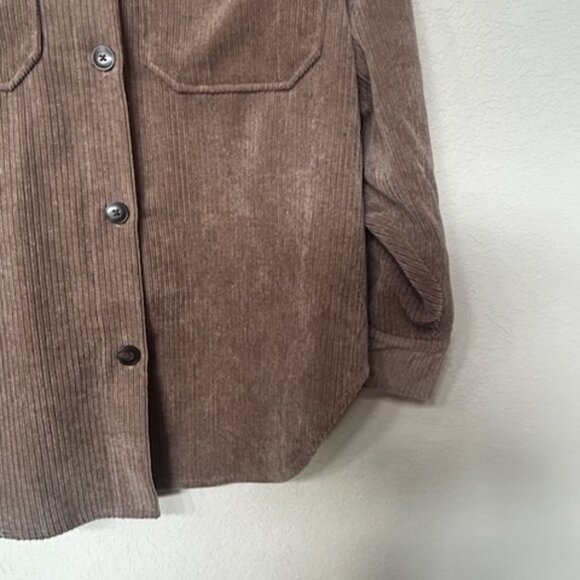 NWOT Vintage Taupe Brown Corduroy Suede Collared Fall Shaket Jacket Coat - Picture 3 of 11